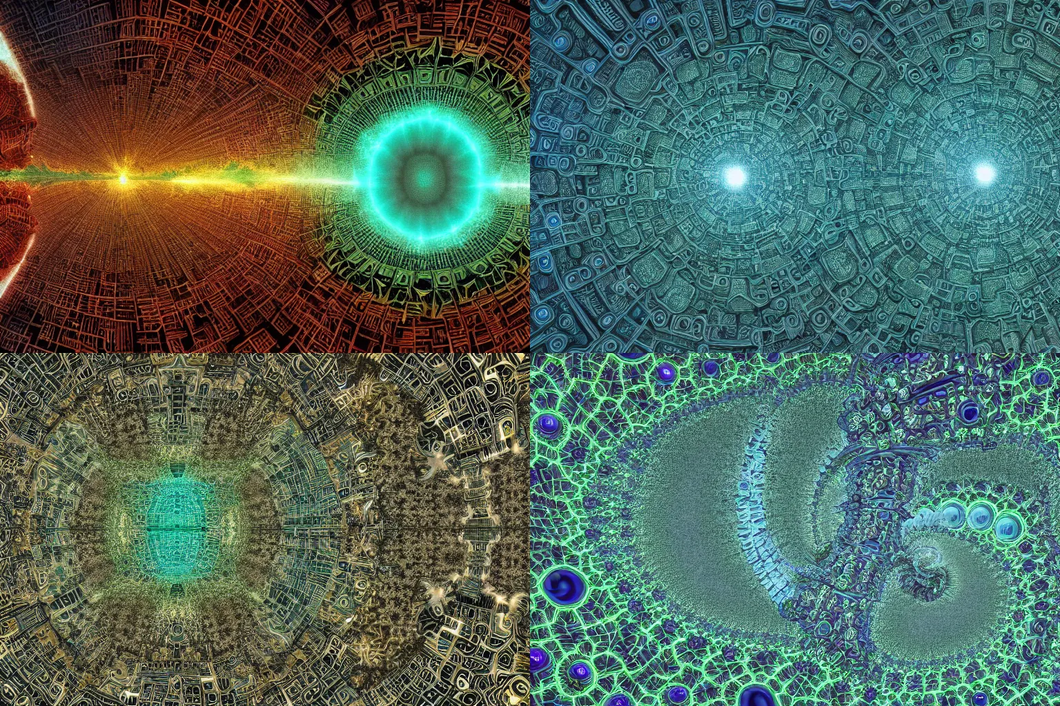 Prompt: alien city inspired by the Mandelbrot fractal, highly detailed 4K digital art