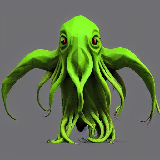 Image similar to a low poly model of Cthulhu