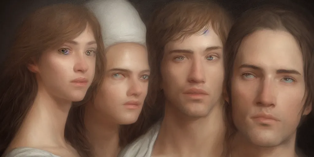 Image similar to an ultra detailed portrait of james and rachel, 8 k, baroque and luminist style, artstation, pixiv, by jacque - louis david
