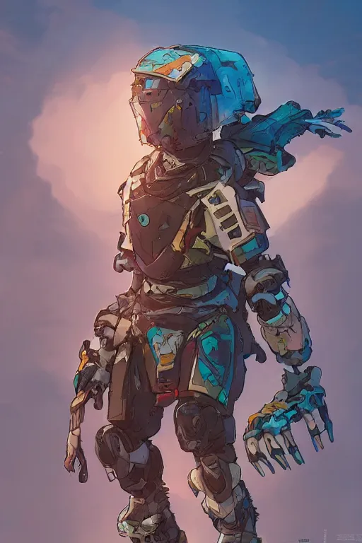 Image similar to combination suit armor aloy horizon forbidden west horizon zero dawn robot ninja mask helmet backpack tribal, art gta 5 comics, official fanart behance hd artstation by jesper ejsing, by rhads, makoto shinkai and lois van baarle, ilya kuvshinov, ossdraws radiating a glowing aura cgi rtx 2 0 2 2