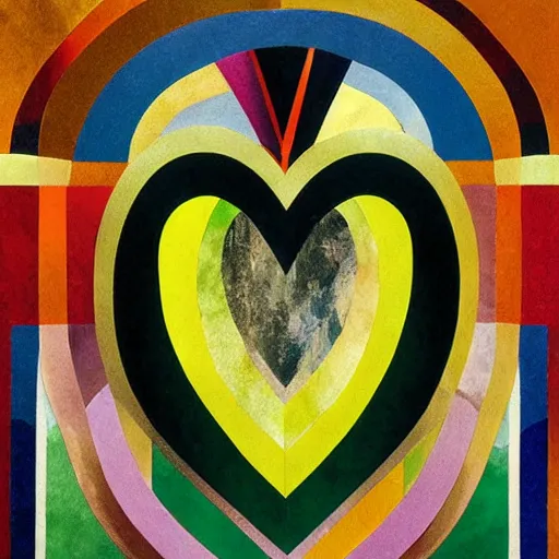 Prompt: Glass-Cast Heart, gilt-leaf winnower, by Igor Morski and Sonia Delaunay