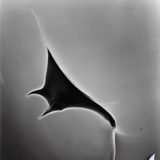 Prompt: a manta ray photographed by man ray