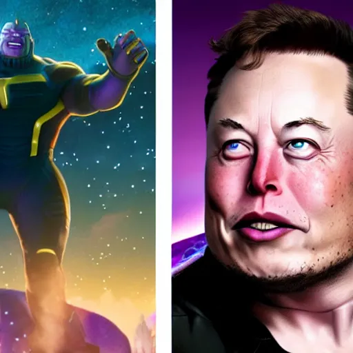 Image similar to elon musk as thanos, the pixar adaptation