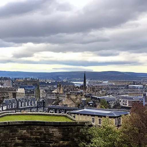 Prompt: view of the end of the world from Edinburgh castle