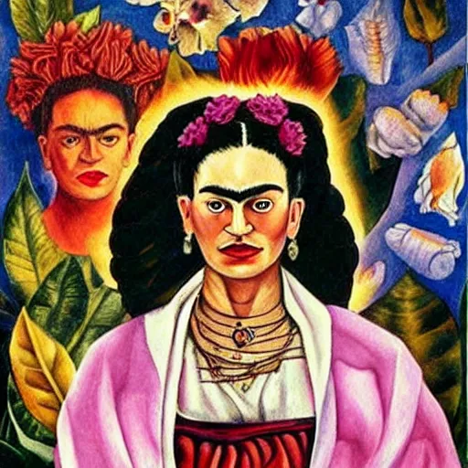 Image similar to beautiful frida kahlo painting of x - files