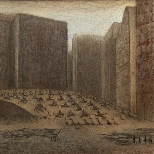 Image similar to a hyper realistic painting of an alien settlement in the middle of a human city, by alfred kubin, highly detailed, vivid color,