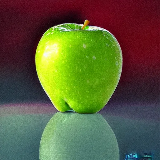 Prompt: ice frozen apple, highly detailed, centered, digital painting