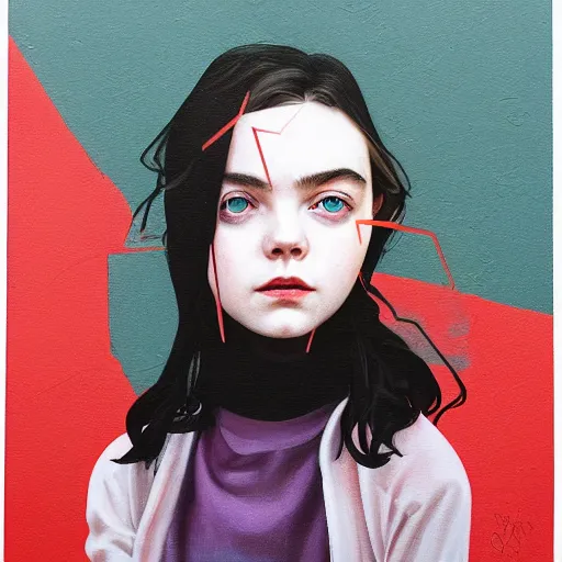 Image similar to elle fanning, ana de armas, anya taylor joy in prey picture by sachin tang, asymmetrical, dark vibes, realistic painting, organic painting, matte painting, geometric shapes, hard edges, graffiti, street art : 2 by sachin teng : 4