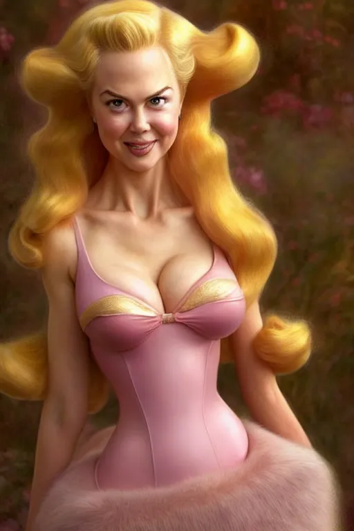 Prompt: polished sweaty princess peach : : young nicole kidman face : : kate upton body : : weta disney pixar movie still photo : : hi - fructose, sci fi, fantasy, decadent highly - detailed digital painting, golden ratio, octane render, artstation, smooth, sharp focus, artgerm, mucha, loish, wlop : :