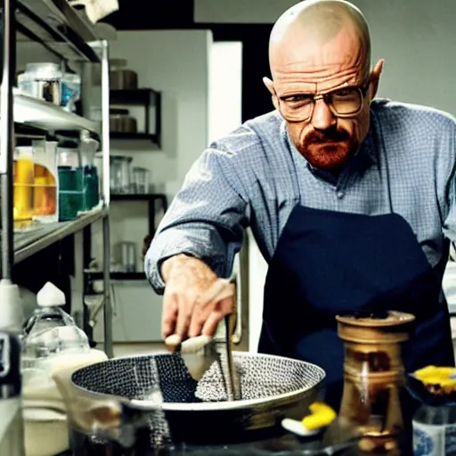 Image similar to Walter white in his lab with Jesse Pinkman Cooking Noodles , 8k UHD photography , perfect faces , award winning , Breaking bad aesthetic