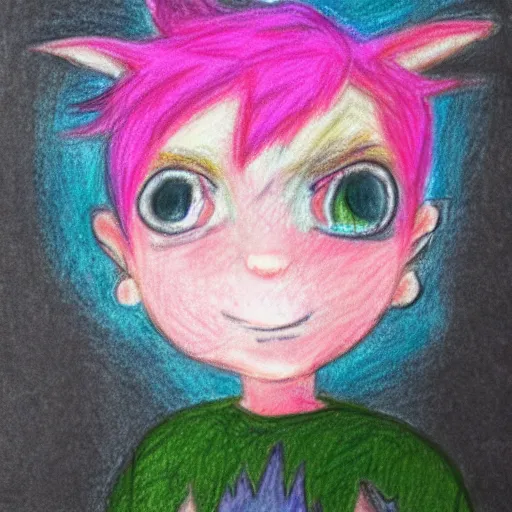 Image similar to pastel child style drawing of a monster