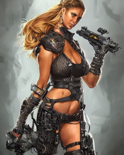 Prompt: Carmen Electra as an Apex Legends character digital illustration portrait design by, Mark Brooks and Brad Kunkle detailed, gorgeous lighting, wide angle action dynamic portrait