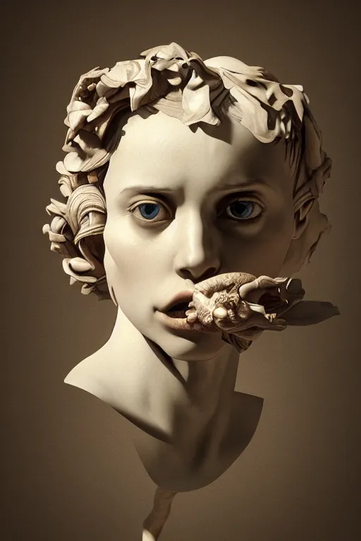 Prompt: mind games, surrealism, scupture, baroque element. intricate artwork by caravaggio. trending on artstation, baroque elements, octane render, cinematic lighting, hyper realism,