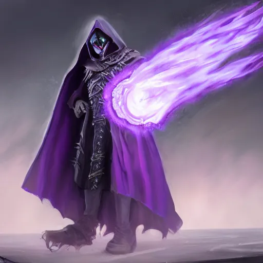 Prompt: warlock long hood cloak purple, fighting dark evil monster from hell in magic world, 8 k, trending on artstation by tooth wu
