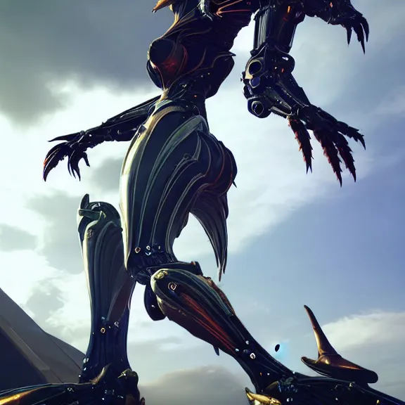 Image similar to highly detailed giantess shot, looking up at a giant 500 foot tall beautiful stunning saryn prime female warframe, as a stunning anthropomorphic robot female dragon, looming over you, walking toward you, detailed warframe legs towering over, camera looking up, posing elegantly, sharp claws, robot dragon feet, intimidating, proportionally accurate, anatomically correct, two arms, two legs, camera close to the legs and feet, giantess shot, warframe fanart, ground view shot, cinematic low shot, high quality, captura, realistic, professional digital art, high end digital art, furry art, macro art, giantess art, anthro art, DeviantArt, artstation, Furaffinity, 3D realism, 8k HD render, epic lighting, depth of field
