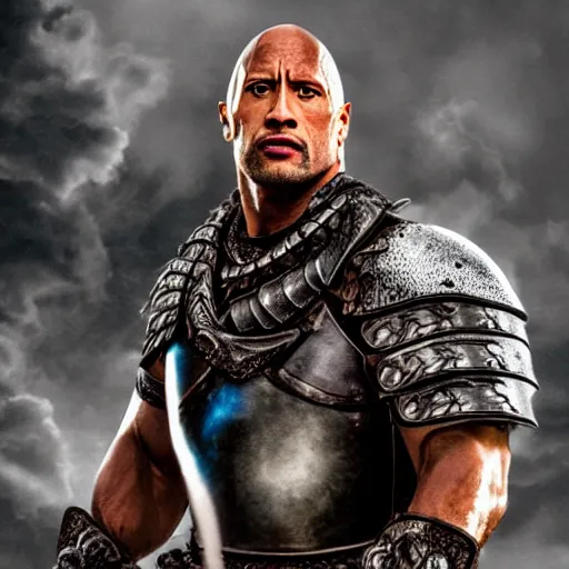 Prompt: Dwayne Johnson as a fantasy themed knight in the style of AK