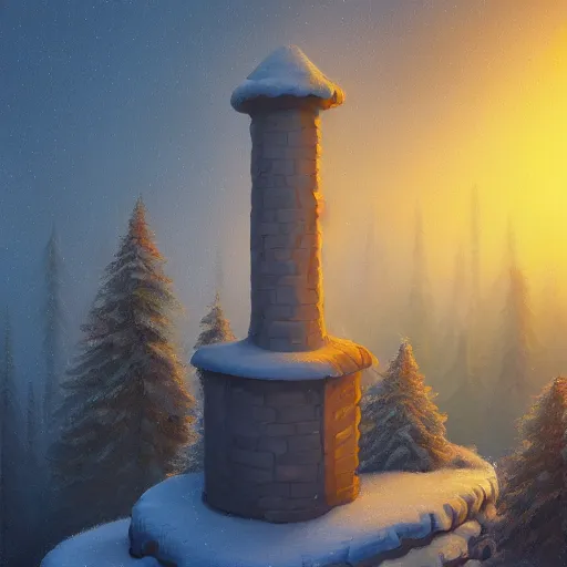 Image similar to a house chimney, magical atmosphere, trending on artstation, 30mm, by Evgeny Lushpin trending on ArtStation, deviantart, high detail, stylized portrait