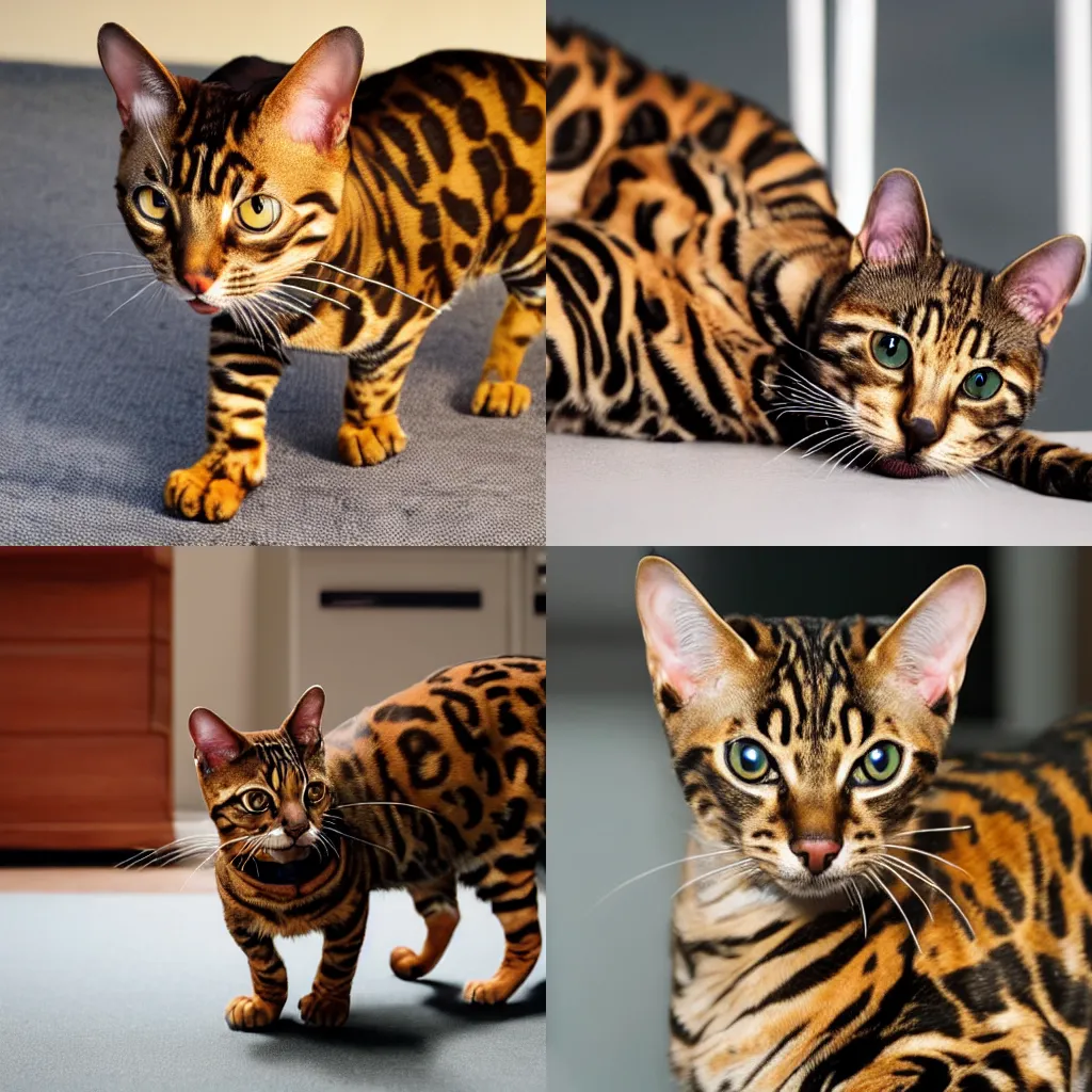 Prompt: a bengal cat meowing loudly at 5 am