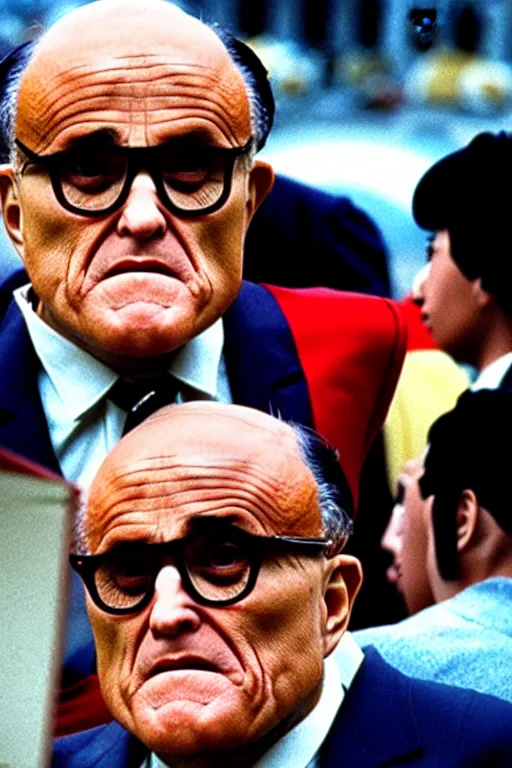 Image similar to Rudy Giuliani in Akira (1988) anime movie, powerful floating, highly detailed