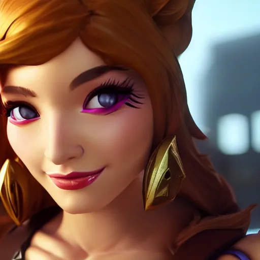 Prompt: still close up of pretty Caitlyn (League of Legends) in KDA More music video. 3d render, octane render, game art, realistic, highly detailed, trending on artstation, 4k, trending on artstation, pixar, cgsociety, unreal engine 5, redshift render, trending on artstation, blender, behance, cg