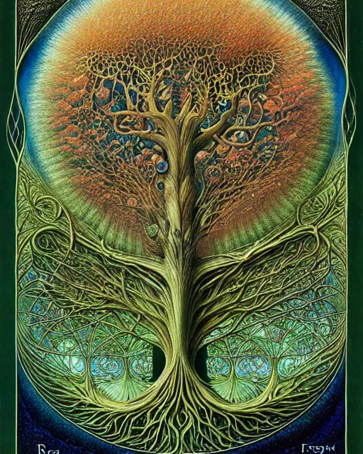 Image similar to tree of life by roger dean and andrew ferez, art forms of nature by ernst haeckel, divine chaos engine, symbolist, visionary, art nouveau, botanical fractal structures, organic, detailed, realistic, surreality