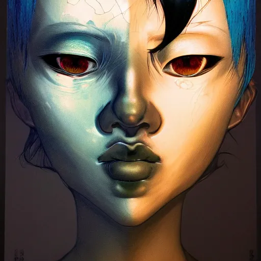 Prompt: prompt : shadow portrait soft light painted by james jean and katsuhiro otomo and erik jones, inspired by evangeleon anime, smooth face feature, intricate oil painting, high detail illustration, sharp high detail, manga and anime 1 9 9 9