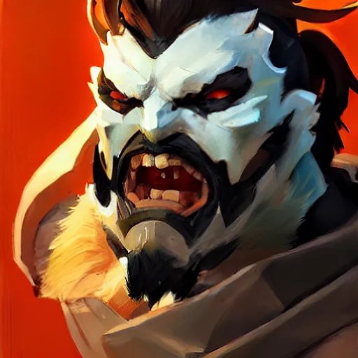 Image similar to Greg Manchess portrait painting of a Lobo as Overwatch character, medium shot, asymmetrical, profile picture, Organic Painting, sunny day, Matte Painting, bold shapes, hard edges, street art, trending on artstation, by Huang Guangjian and Gil Elvgren and Sachin Teng