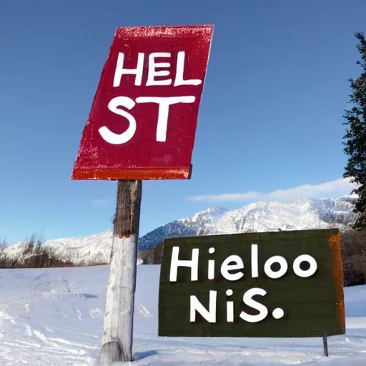 Image similar to a sign that says Hello Nisse