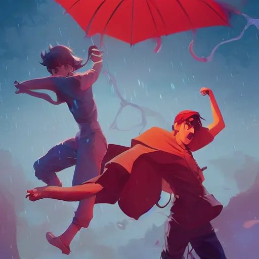 Image similar to hero world singing in the rain, behance hd by jesper ejsing, by rhads, makoto shinkai and lois van baarle, ilya kuvshinov, rossdraws global illumination