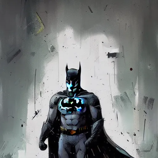 Image similar to batman, painted by Ismail Inceoglu