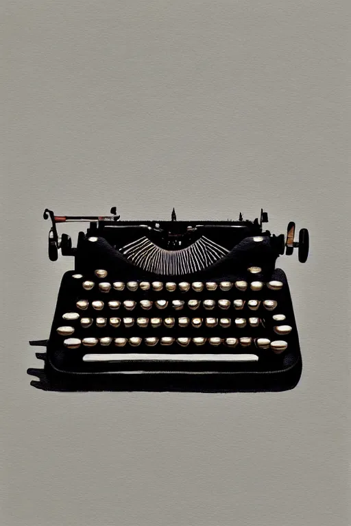 Image similar to painting of a typewriter standing on a desk, style of greg rutkowski