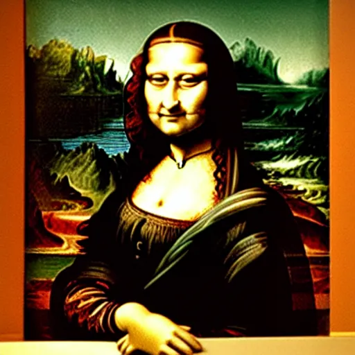 Image similar to monalisa crawling emerged from painting