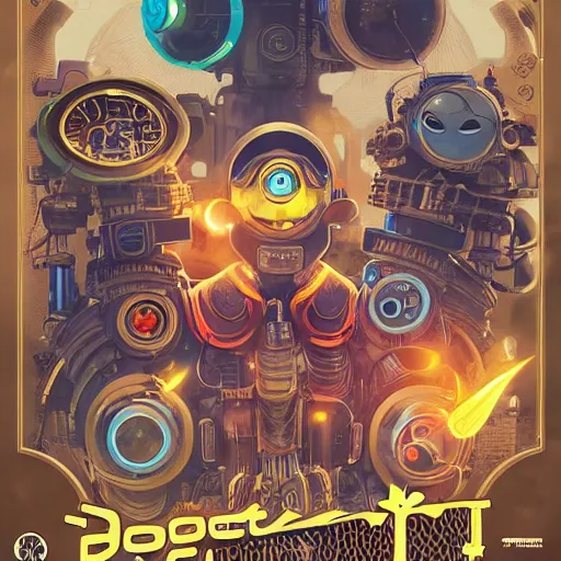 Prompt: lofi biopunk steampunk pokemon poster, Pixar style, by Tristan Eaton Stanley Artgerm and Tom Bagshaw, 8k, digital art, hd, render,