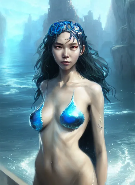 Prompt: character concept art of a water sorceress, key visual, realistic shaded perfect face, fine details, dystopian environment and background, by stanley artgerm lau, wlop, rossdraws, james jean, andrei riabovitchev, marc simonetti, and sakimichan, trending on artstation