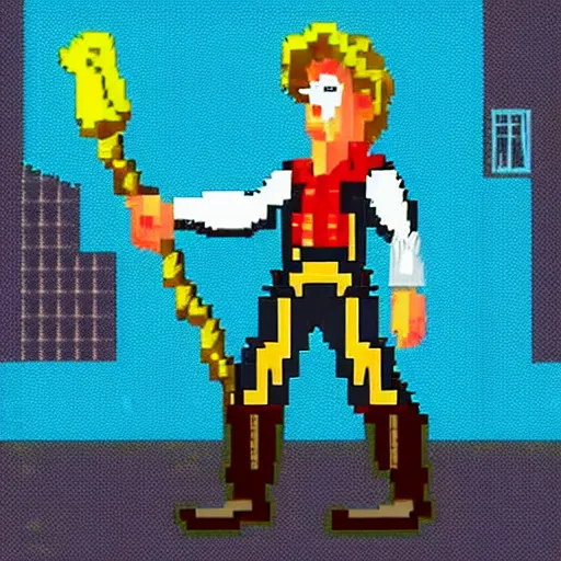 Image similar to pixel art 8 bit guybrush threepwood, trending on artstation