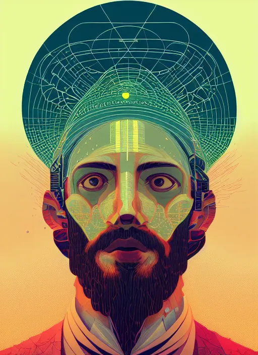 Image similar to symmetry!! stunning portrait of the jesus, by victo ngai, kilian eng, dynamic lighting, digital art, winning award masterpiece, fantastically beautiful, illustration, upscale with simon stalenhag work, artstation, 8 k