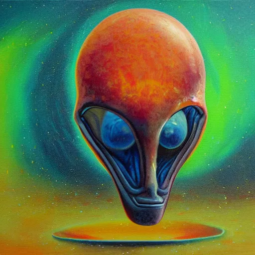 Prompt: biologically plausible alien life oil painting