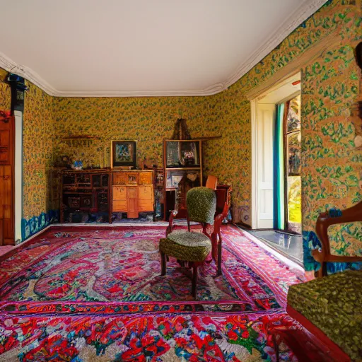 Prompt: interior of a house designed by louis wain, award - winning photograph, canon eos 5 d mark iv, fujifilm x - t 4