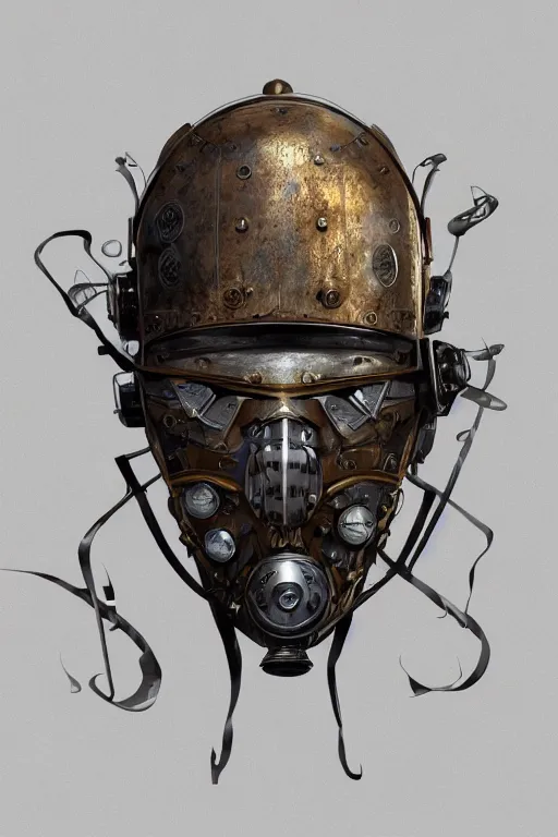 Image similar to steampunk helmet fantasy art mask robot ninja stylized digital illustration sharp focus, elegant intricate digital painting artstation concept art global illumination ray tracing advanced technology chaykin howard and campionpascale and cooke darwyn and davis jack