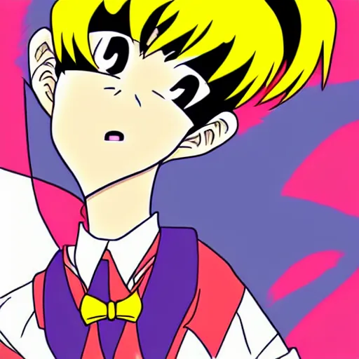 Image similar to crazy asian man in the style of sailor moon anime, anime art