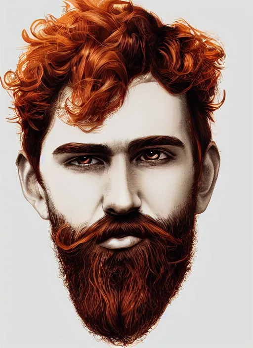 Prompt: illustration of a short curly orange hair man with sparse beard as a portrait, smooth, reflects, masterpiece artwork, ultra detailed, artgerm, style by pixar 2 0 2 2, digital art, trending on artstation, behance, deviantart