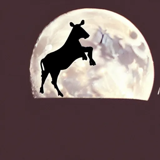 Image similar to A cow jumping of the moon