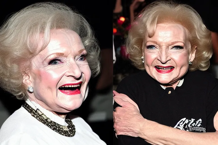 Image similar to betty white as mike tyson