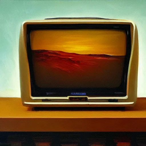 Prompt: television, oil painting, ultradetailed