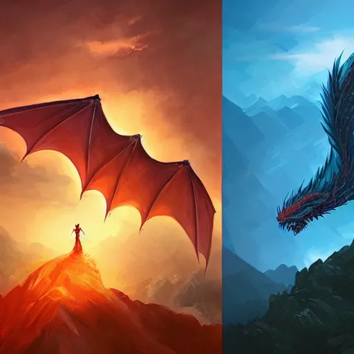 Image similar to dragon on mountain top by anato finnstark, by alena aenami, by john harris, by ross tran, by wlop, by andreas rocha