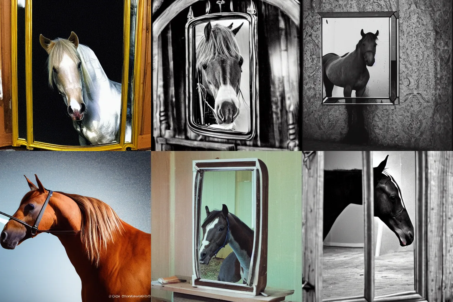 Prompt: horse in a funhouse mirror