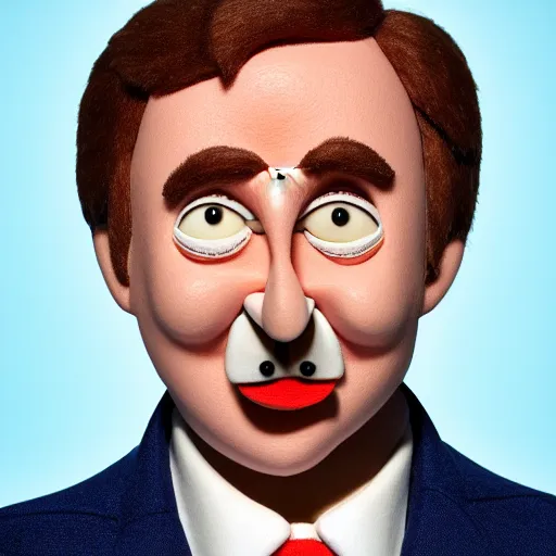 Prompt: alan partridge as a muppet. highly detailed felt. hyper real photo. 4 k.