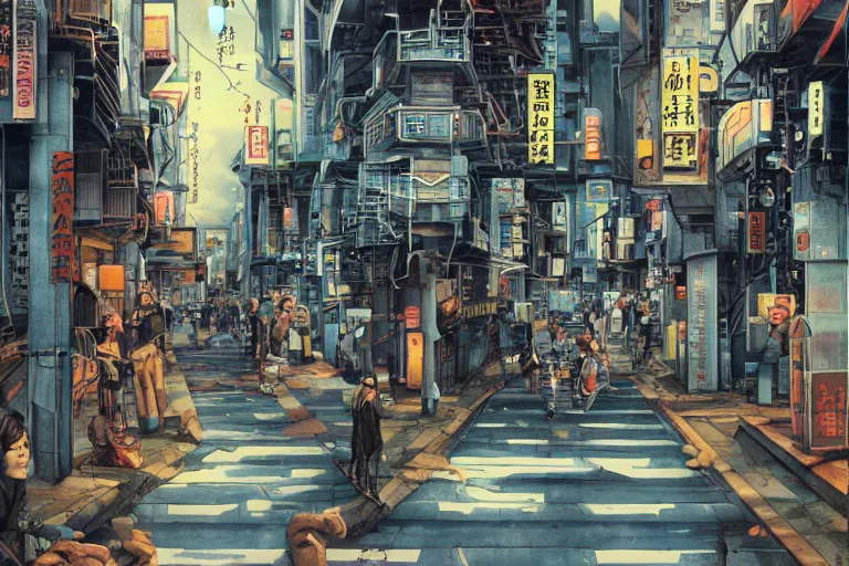 Image similar to japanese science - fiction street, zeen chin