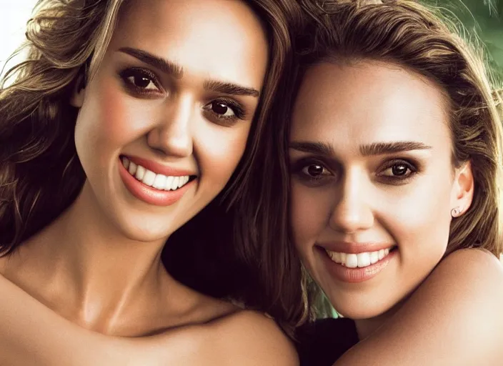 Image similar to a closeup, 4 5 mm, detailed photograph of a woman looking at camera with a seductive smile, half jessica alba half nathalie portman half scarlett johansson, beautiful low light, 4 5 mm, by franz lanting