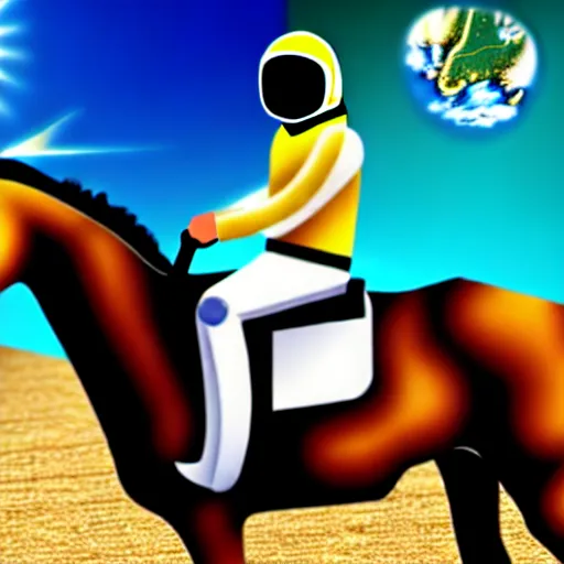 Image similar to horse riding on astronaut, photo, detailed